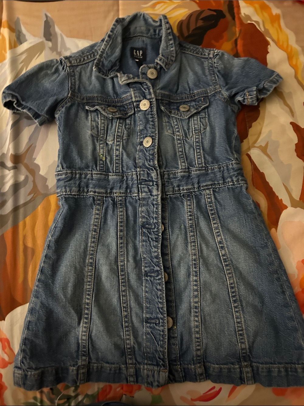 GAP Light Blue Short-Sleeve Denim Jacket Dress